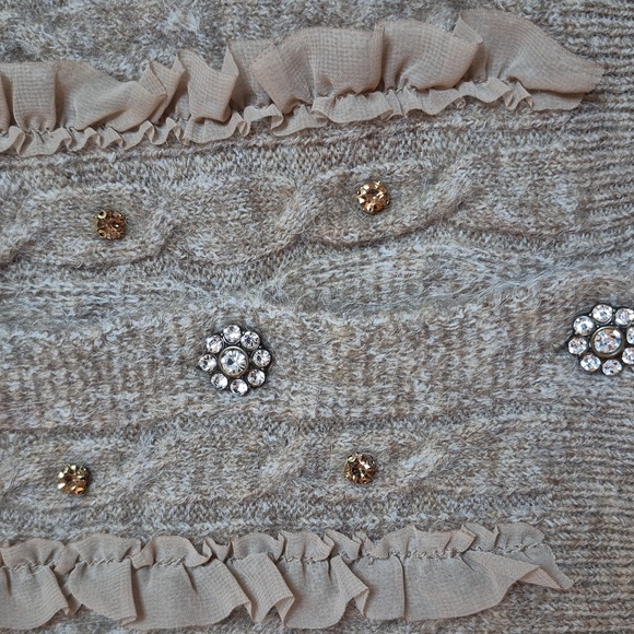 Anthropologie Maeve Short Sleeve Embellished Ruffle Cardigan Size M, New! - Picture 15 of 15